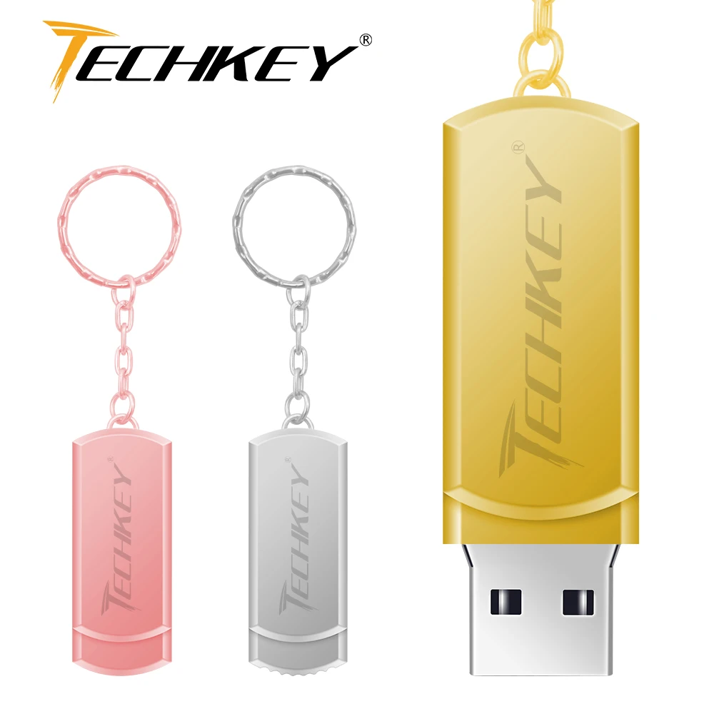 Дешевый Новый usb флеш накопитель 64 Гб TECHKEY pen drive 32 Гб металлический маленький U диск Флешка USB 2,0 memoria флеш накопитель memoria Cel stick memory stick подарок