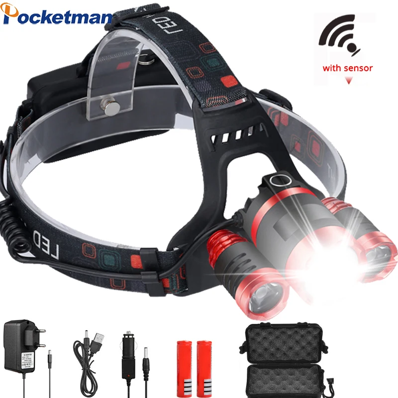 

T6 15000LM sensor headlight LED Headlamp Head Lamp Fishing lighting bicycle Light Flashlight Torch Lantern For Camping light