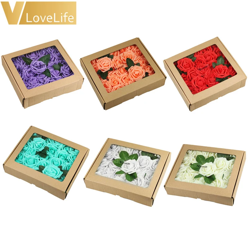 

Artificial Flowers Rose Heads 50pcs for DIY Wedding Bouquets Centerpieces Arrangements Party Baby Shower Party Home Decorations