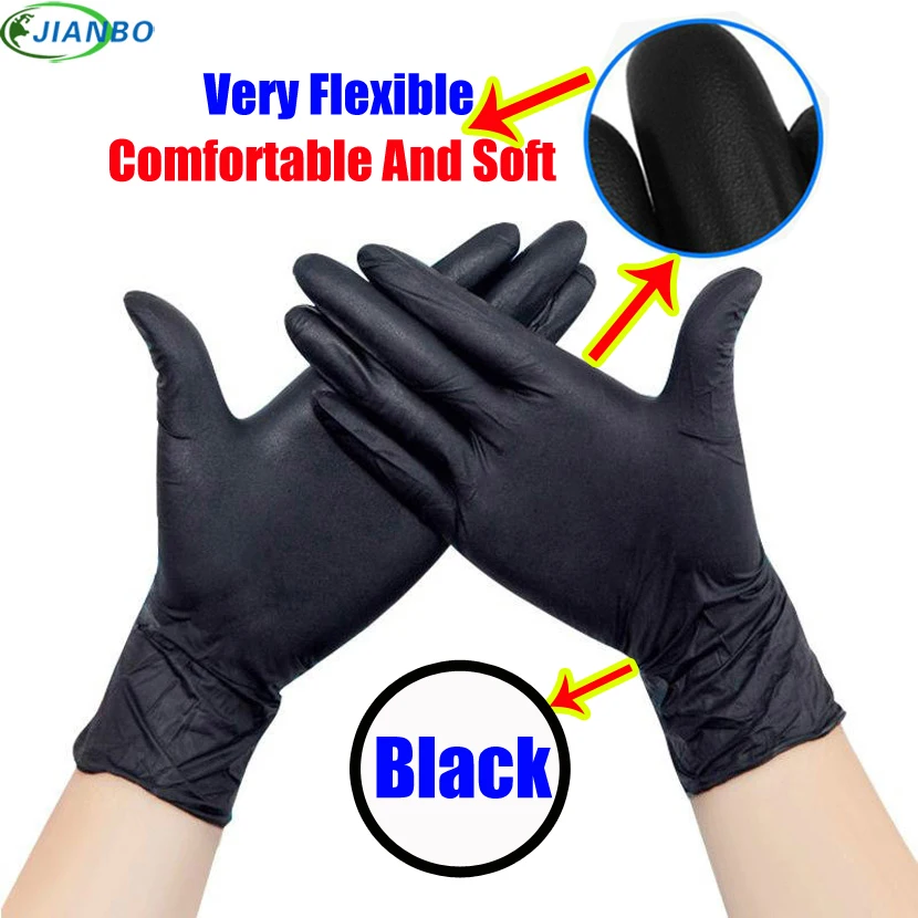 100 шт одноразовые латексные медицинские перчатки Универсальный чистки работы палец перчатки латексные защитный Главная Еда для безопасности черный JBXY05