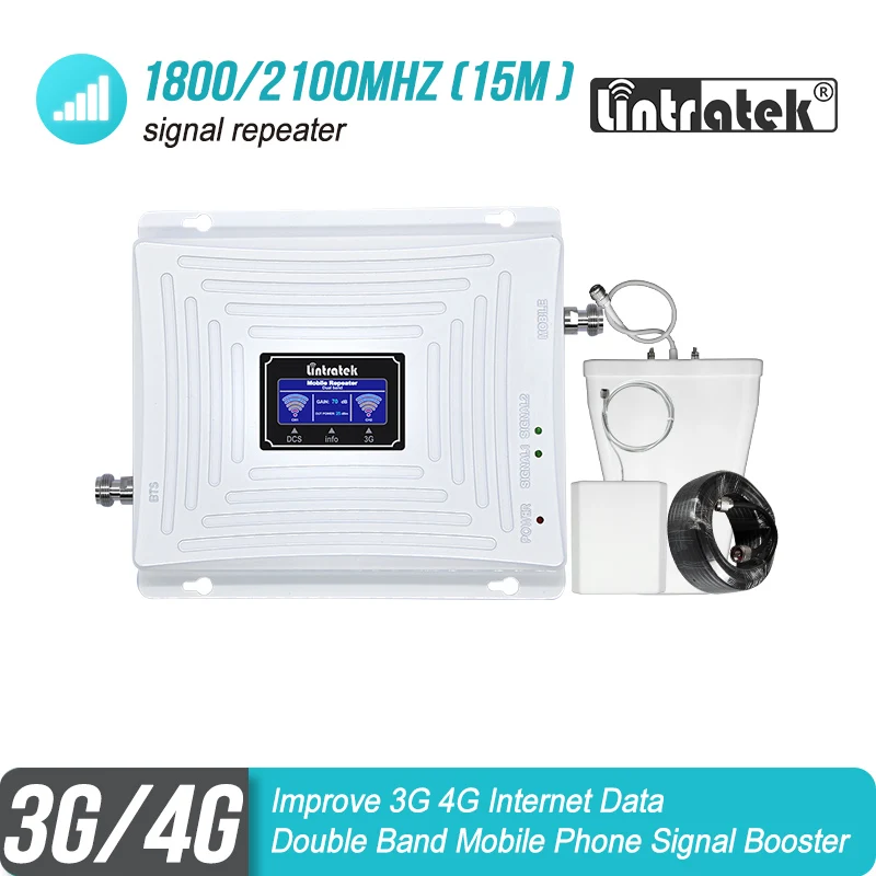 Усилитель сотового сигнала Lintratek 3G 4G 1800 2100 МГц диапазон DCS 3 WCDMA 1 двухдиапазонный