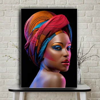 

1 Piece Sexy Black Nude African Woman Red Lips Canvas Painting Cuadros Posters and Prints Scandinavian Wall Art Unframed