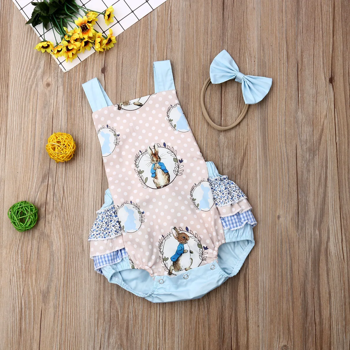 2019 Baby girl summer clothing cute Rabbit Bunny Romper ruffle Jumpsuit Outfit for Kid clothes toddler Children newborn infant
