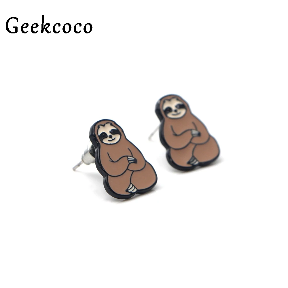 Женские милые серьги гвоздики Lazy Sleepy loty Creatives minimalism с героями мультфильмов