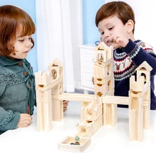 Onshine 60 шт. Дети DIY Деревянные мраморы строительные Сборка блоков Конструкторы шарик для трубы мяч игрушечные лошадки для детей 3Y