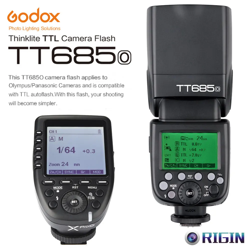 

In the Stock Godox TTL TT685O Camera Flash 2.4G wireless HSS 1/8000s GN60+Xrpo-O Transmitter Kit For Olympus/Panasonic