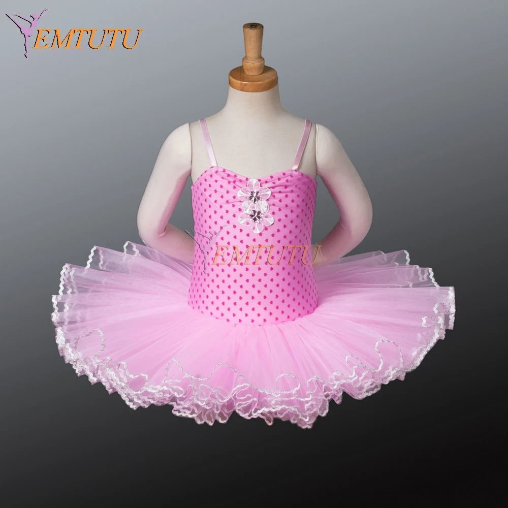 Children Performance Ballet Tutu for Girls Pink Dotted leotard with