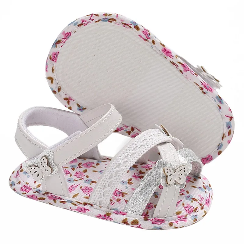 Детские детская обувь сандалии с цветочным принтом для маленьких девочек сандалии мягкой подошвой домашние детские кроватки обувь