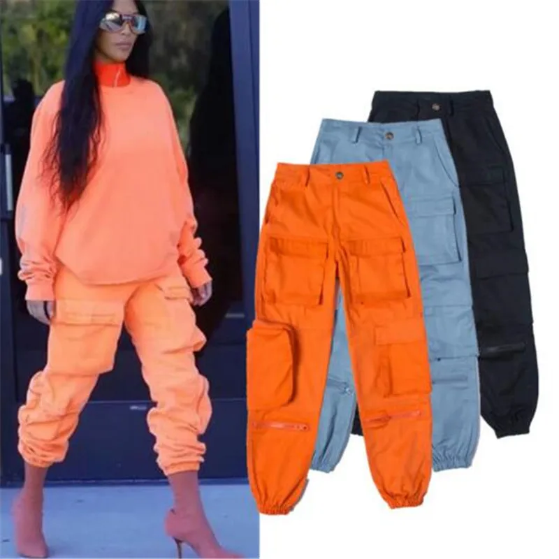 

women multi pocket Harlan hip hop pants trousers women streetwear streatpants beam foot women casual Loose fashion cargo pants