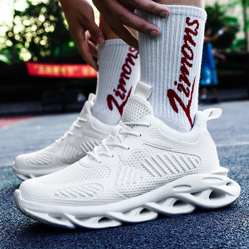 

Platform Running Shoes for Men Fly Weave Black White Male Chunky Runner Sneakers Sport Trainers Tennis Masculino Chaussure Homme