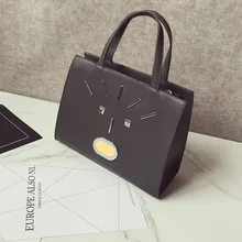 New 2016 PU Leather Cartoon Rivet Tide Leisure Brand Monster Designer Quality Female Luxury Star Style Custom Bag Black Red Toes