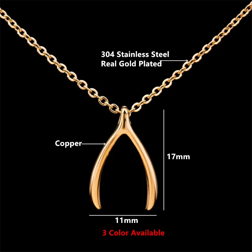Gold Dainty Good Luck Charm Wishbone 