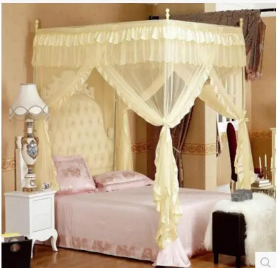 

4 Corners Post Bed Curtain Canopy Mosquito Net Twin-XL Full Queen Cal King Size With 22mm Bracket