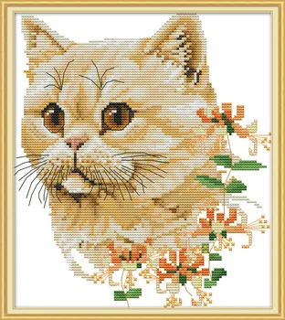 

Cat And Horse DMC Counted Chinese Cross Stitch Kits Printed Cross-Stitch Set Embroidery Needlework