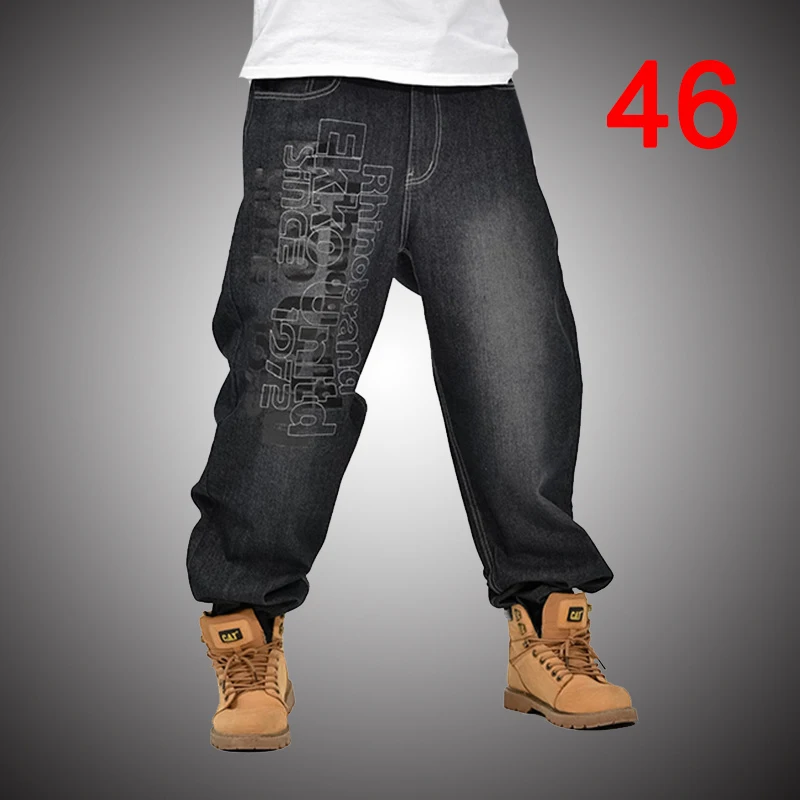 Baggy Jeans Men Denim Pants Loose Streetwear Jeans Hip Hop Casual Skateboard Pants for Men Plus Size Trousers Black S94