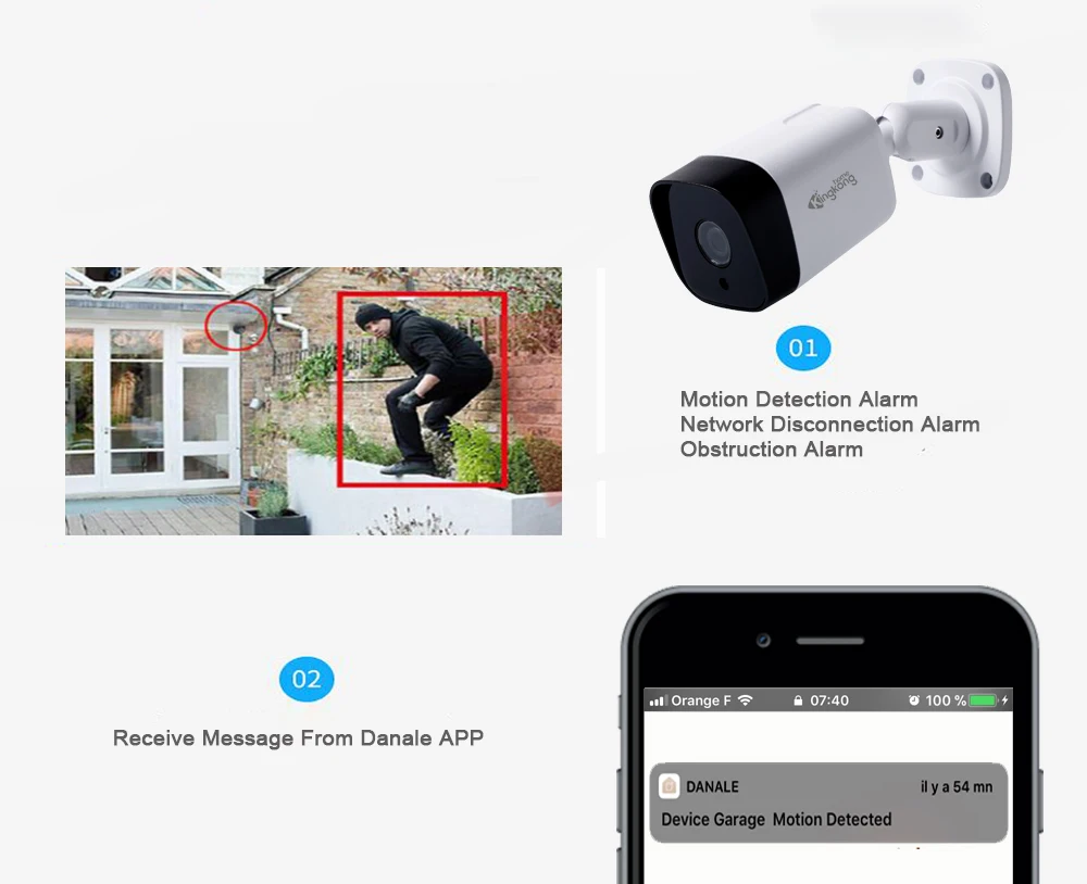 Kingkonghome poe IP Camera 1080P 960P 720P ONVIF network Security Camera Night Vision surveillance motion detection Bullet ipcam