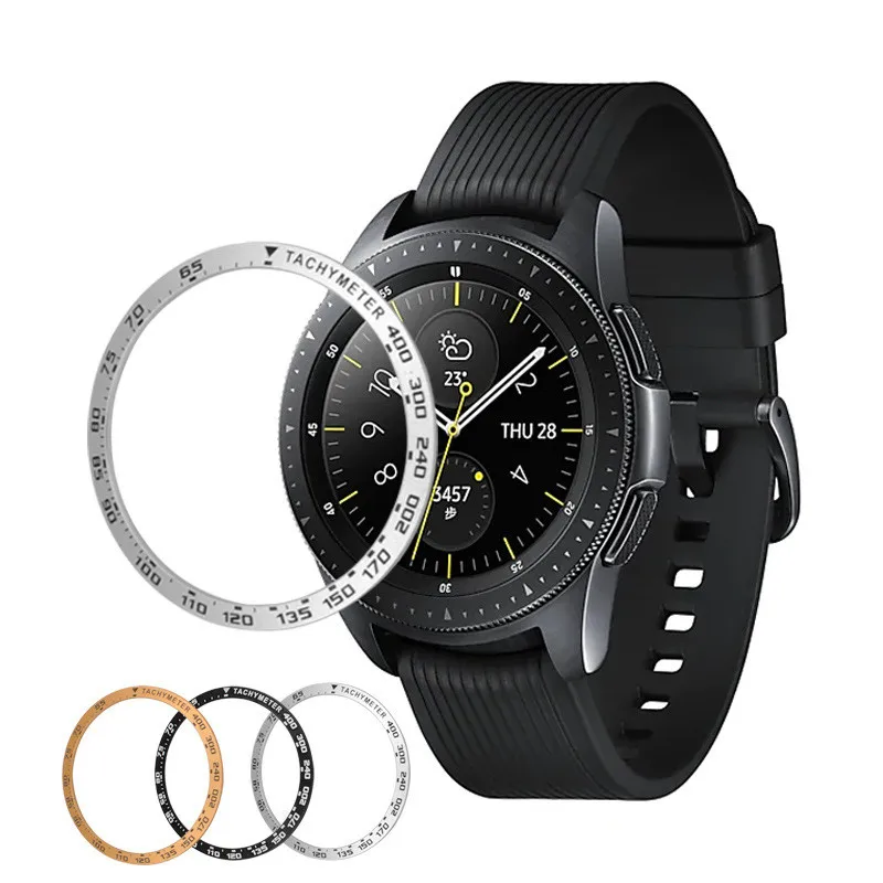 

2019 smart watch Cover For Samsung Galaxy Watch 46MM 42MM Bezel Ring Adhesive Cover Anti Scratch Metal