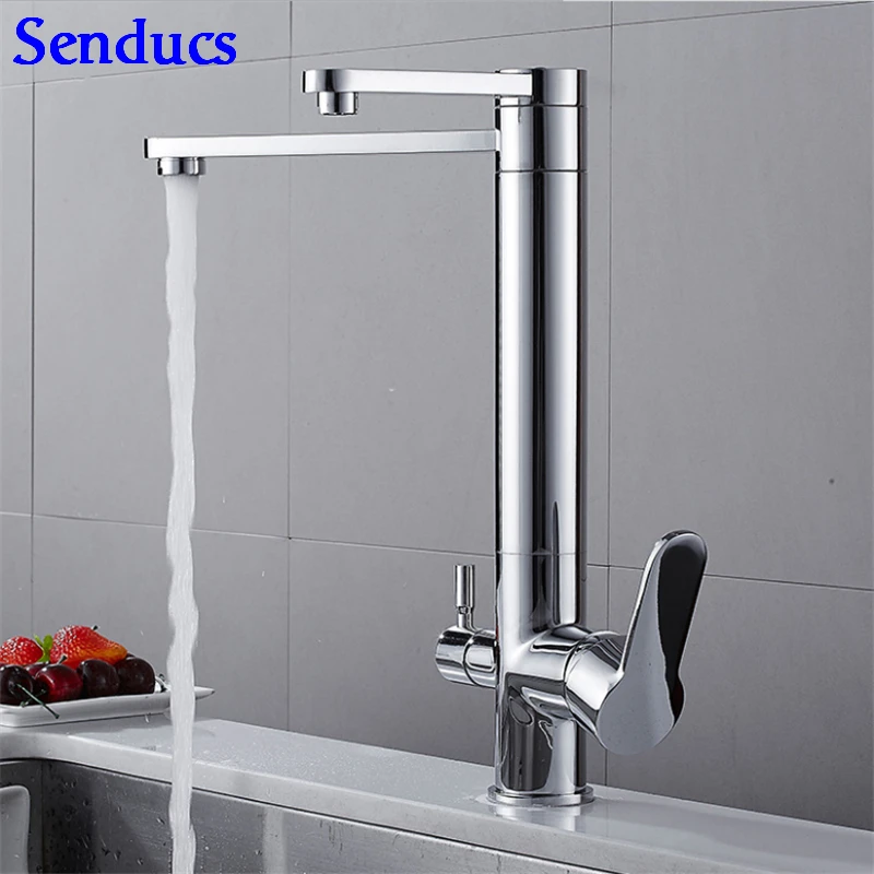 Senducs Polished Chrome Filter Kitchen Faucet Water Saving Kitchen
