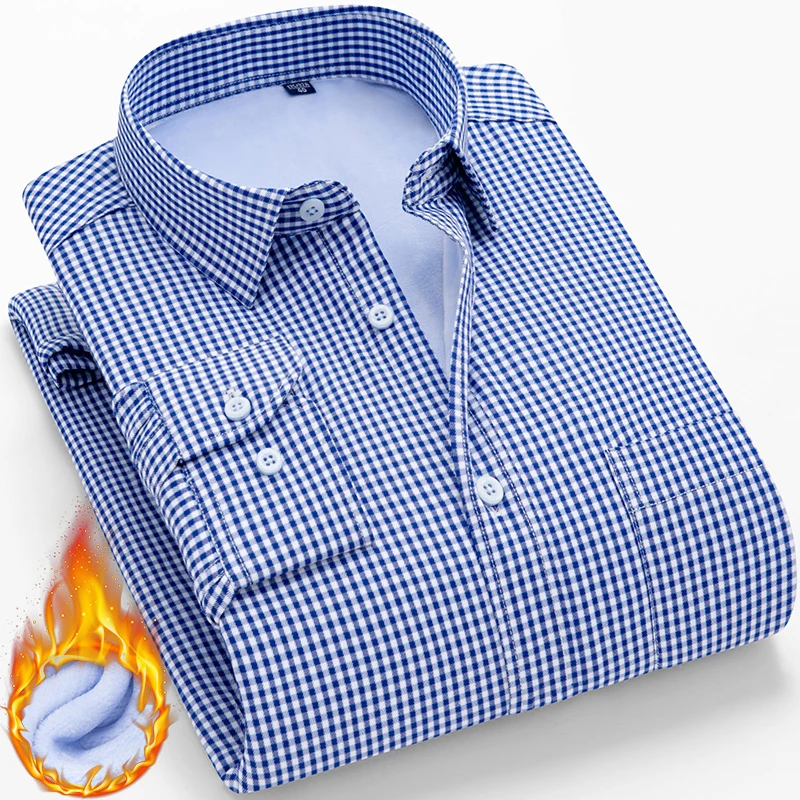 

Winter Warm Long Sleeve Shirt Men New Fashion Brand Camisa Masculina Korean Slim Design Formal Casual Male Dress Shirt Plus Size
