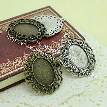 

Sweet Bell 10pcs/lot New Two color Oval Cameo Filigree Cabochon Settings 18*25mm Metal Photo Jewelry Making D0037