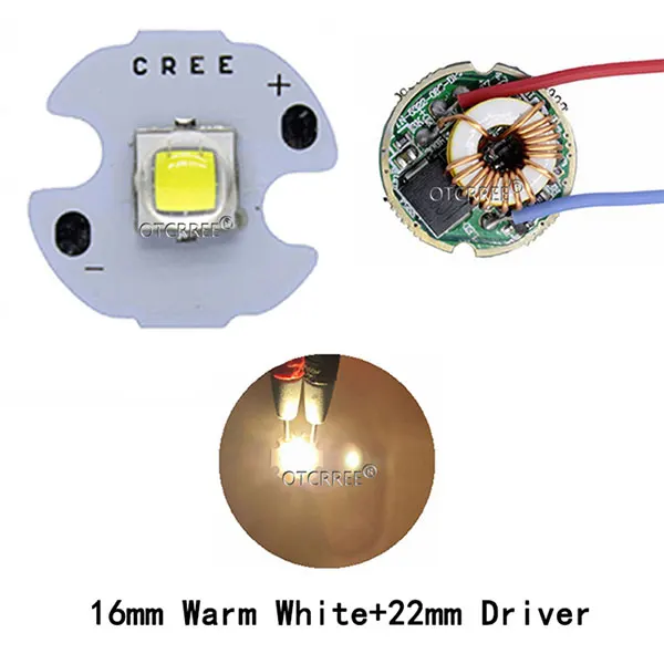 10 Вт Cree XM-L2 T6 XML2 T6 светодиодный светильник 20 мм PCB белый теплый белый нейтральный белый+ 22 мм 5 режимов 3-12 в драйвер для DIY фонарь светильник-вспышка - Испускаемый цвет: Warm White 16mm