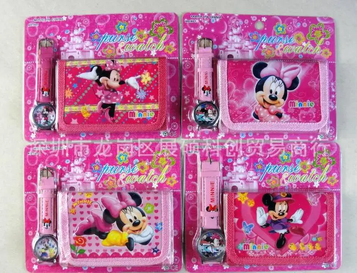 

12pcs/lot Minnie Watch Set Cartoon Children Party supplies toy Girls Wristwatch Watch purse Set SM654