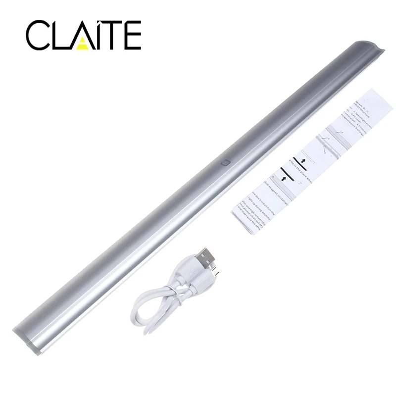 CLAITE портативный светодио дный 20 LED USB Перезаряжаемый свет датчик и PIR Mtion Шкаф Свет Ночной светильник для кухни лестницы гардероб датчик света лампа светильники кухня светодиоды освещение лампыподсветка для