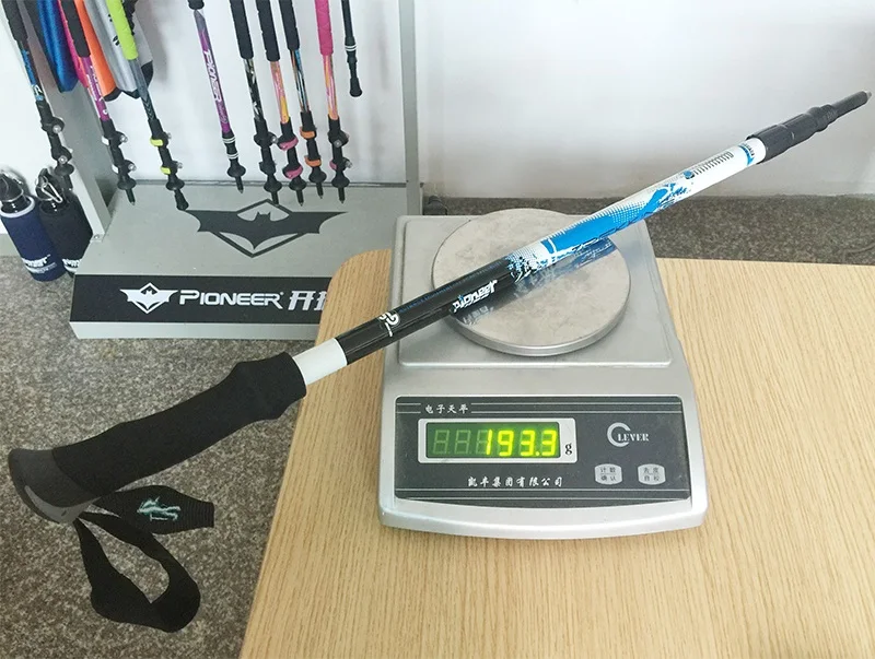 Fibra de Carbono Vara de Acampamento Pioneer Caminhadas Caminhada Trekking Ultra-leve Ajustável Alpenstock Escalada Esqui Pólo 2020 21 Pioneer fibra de carbono caminhadas caminhada trekking