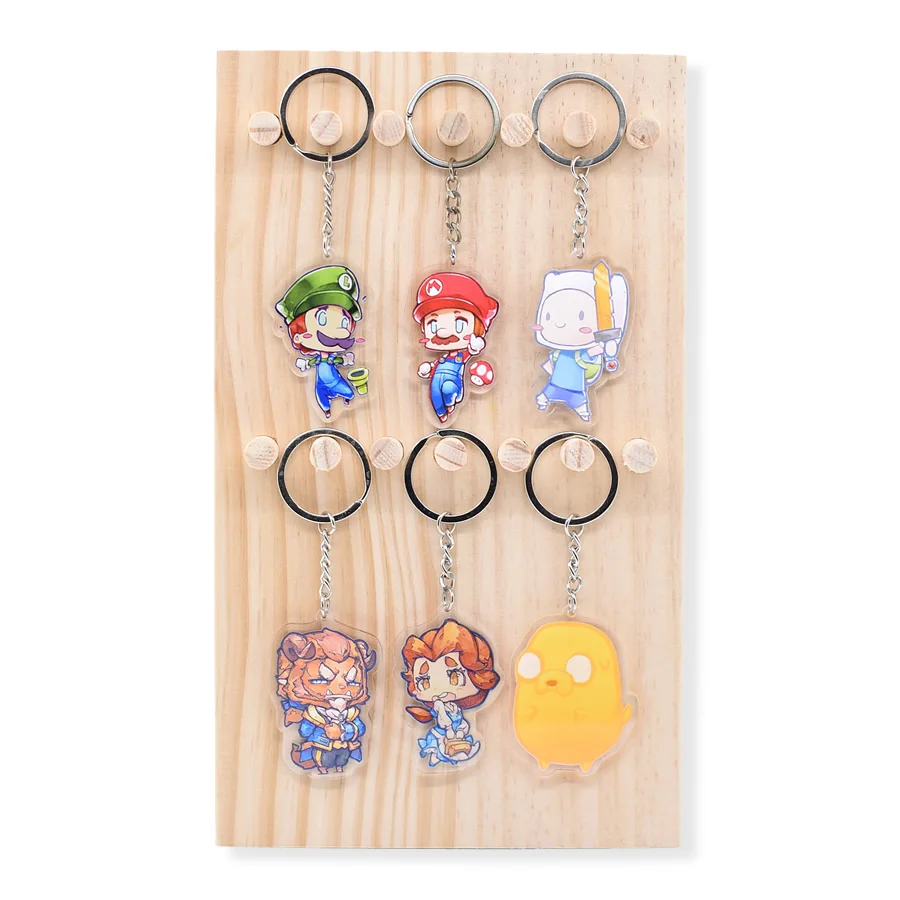 

6pcs/Set Super Mario Keychain Cute Double Sided Beauty and the Beast Key Chain Pendant Anime Accessories Cartoon Key Ring