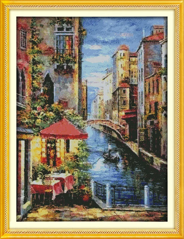 

Venetian scene sceniccounted printed on fabric DMC 14CT 11CT Cross Stitch kitsembroidery needlework Sets Home Decor