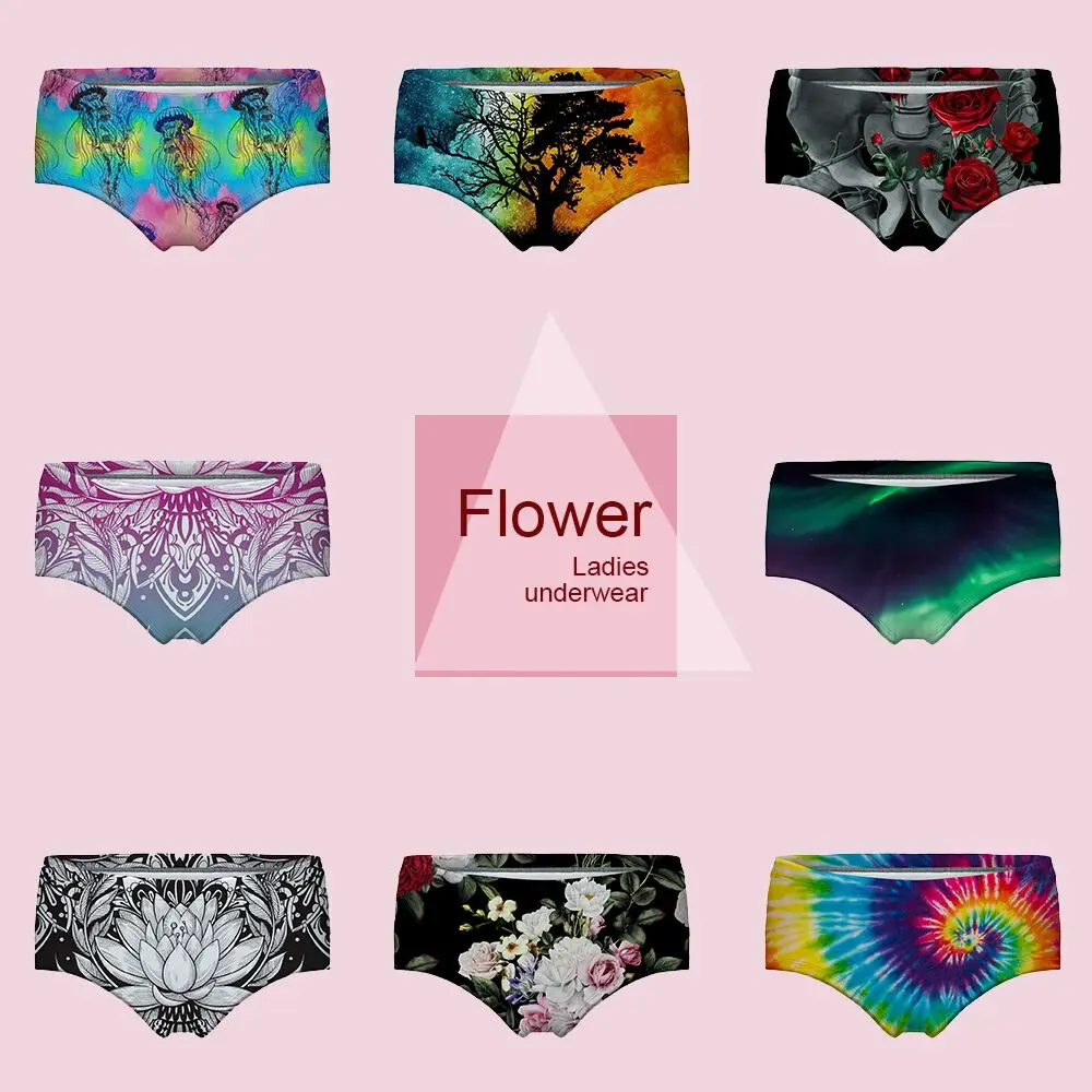 

Anti-Samely Ladies underwear woman panties Girls Lingerie briefs 3D printing flower plus size sexy shorts free shiping