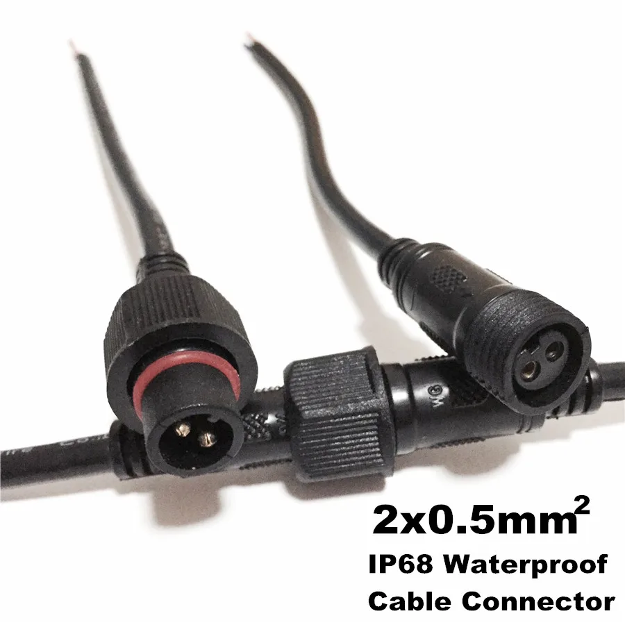 2 пары Мужской Женский штекер белый и черный Водонепроницаемый светодиодный разъем с IP68 20 см 0,5(мм2) кабель для светодиодной ленты освещение