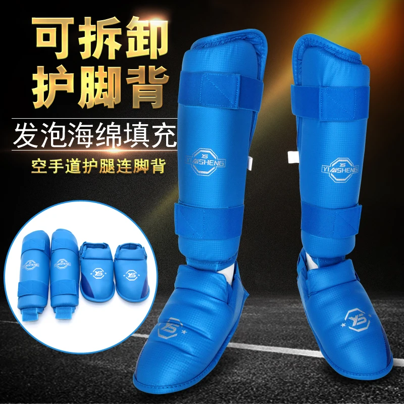 

Red Blue Karate Leggings Shin Guards Boxing Sanda Shin Protector Kickboxing Protect The Instep Fighting Training Ankle Guards