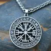 Viking Icelandic Vegvisir Helmet Horror In Runic Circle Pendant Viking Runes Vegvisir Compass Rune Amulet Collier Necklace ► Photo 1/6