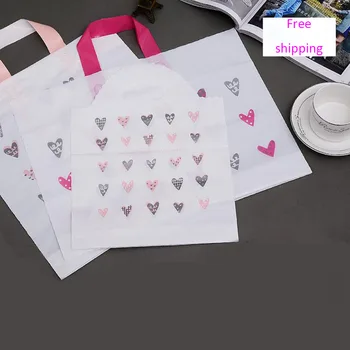 

50Pcs 40*30*8CM Rose love Heart Shopping Packaging Bag With Handle, Packaging Plastic, Scarf Gift Bags,Clothing Bags
