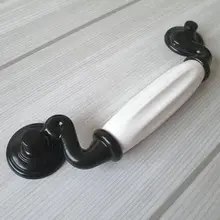 115mm Porcelain Dresser Drawer Handles Pulls Knobs Black White Kitchen Cabinet Shaky Handle Pull Furniture Hardware handles pull