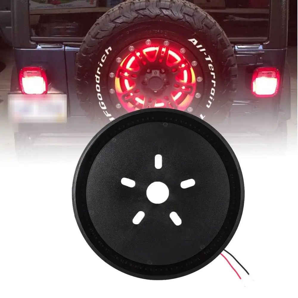 WHDZ Spare Tire Wheel LED Brake Light 3rd Spare Tire Brake Light LED Ring for 97-17 Jeep Wrangler JK TJ LJ YJ CJ  (6)