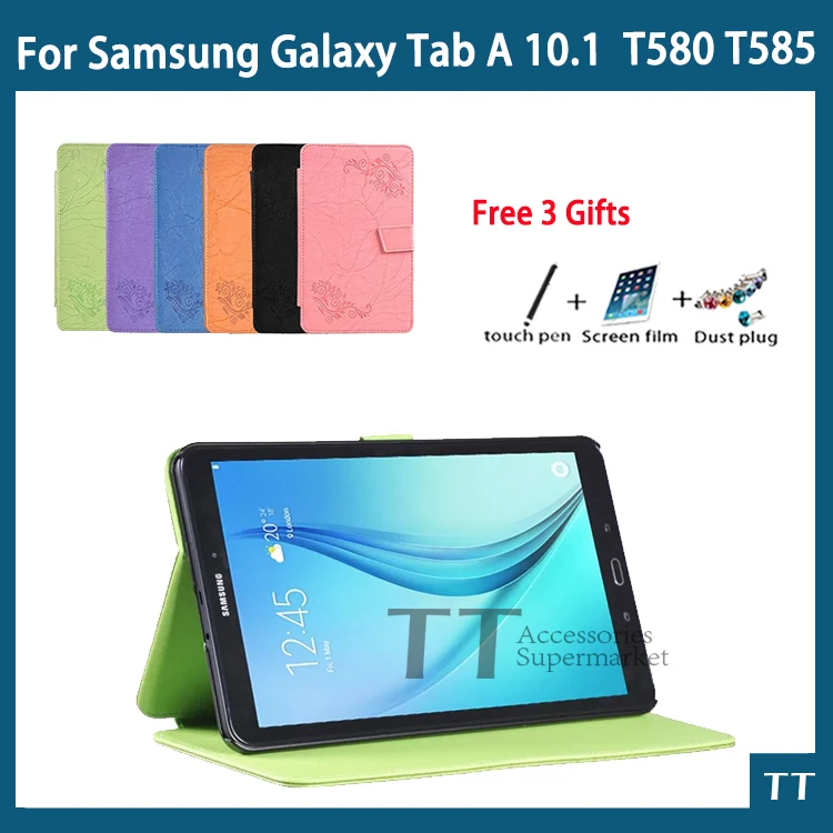 

High quality Flip PU Case Cover for Samsung Galaxy Tab A 10.1 2016 T580 T585 T580N T585N Case + Film + Pen