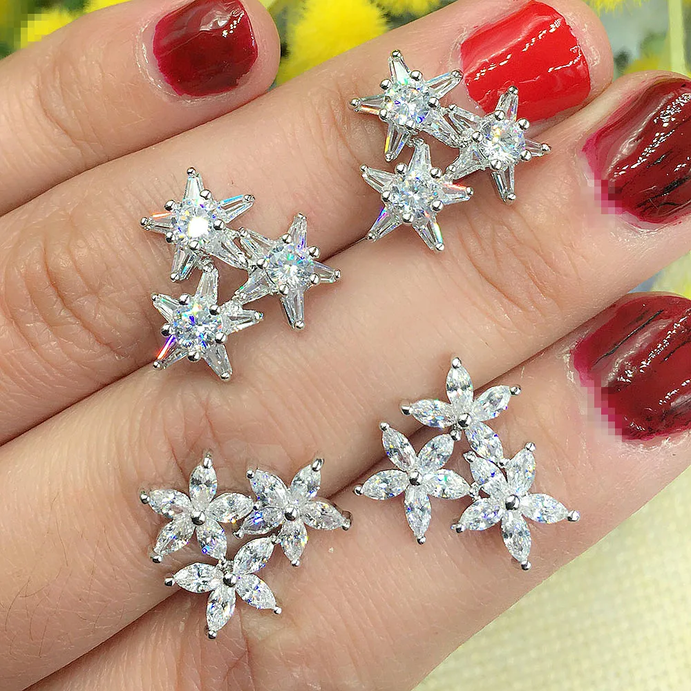 GODKI Элегантная звезда и цветок полный микро кубический цирконий CZ помолвка Свадебная вечеринка Ночной клуб Серьги для представлений