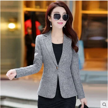 

2017 Autumn outfit new woman leisure suit long-sleeved ol Lady blazer top design coat business women clothes solid M-3XL
