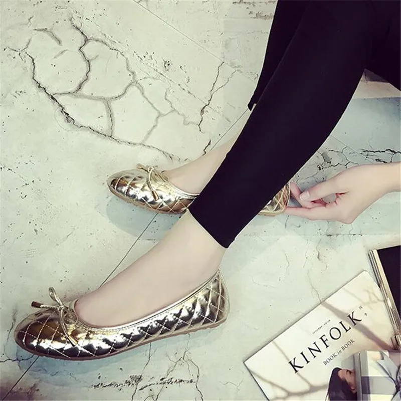 

2018 Runway Grid Pattern Women Flat Gold Mules Shoes Luxury Slip On Ballet Shoes Butterfly-knot Women Loafers Gold Black Grey