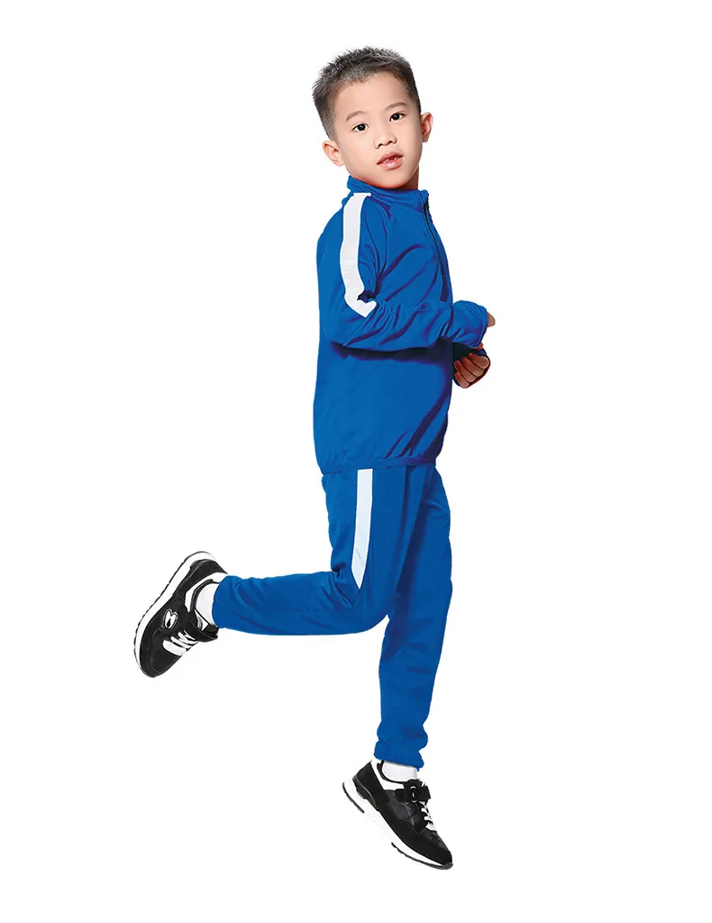 Детская трикотажная Футбольная форма на заказ для мальчиков, футбольные майки на молнии, тренировочный костюм, спортивные костюмы с длинным рукавом, футбольная Джерси, спортивная одежда