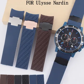 

Waterproof rubber strap 22MM black blue brown watch belt for Ulysse Nardin DIVER 263-33 men's mechanical watch Silicone strap
