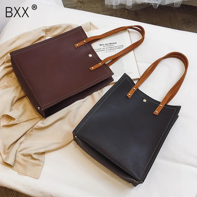 

[BXX] Women's Single Shoulder Crossbody Bag All-match Large Capacity Handbag 2019 Fashion Female PU Leather Composite Bag HF907