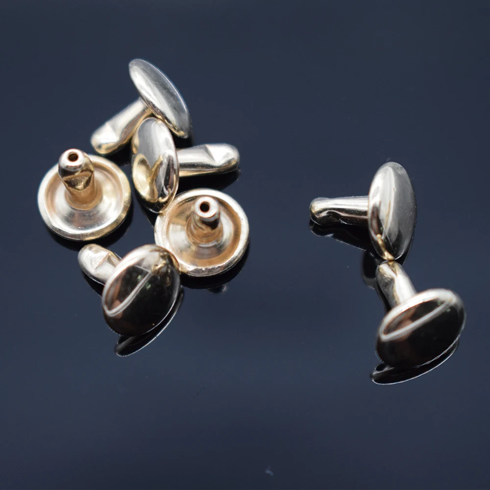 100sets Solid Brass Rivets Double Cap Rivets Punk Studs Flat Leather