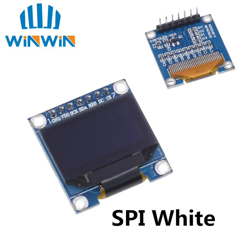 0,9" O светодиодный дисплей модуль SPI/IIC I2C белый/синий/желтый/синий/0,96 дюймов O светодиодный модуль 128X64 O светодиодный ЖК-дисплей светодиодный Дисплей модуль для ARDUINO - Цвет: 7pinSPI-White