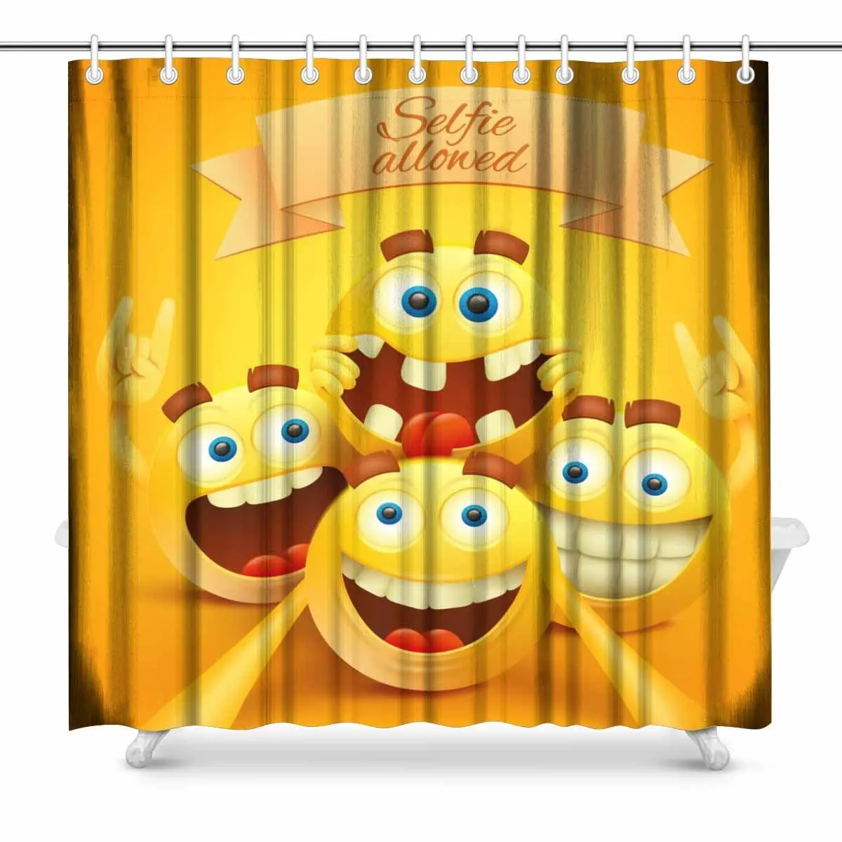 Aplysia Yellow Smiley Emoji Faces Characters Making Selfie Bathroom