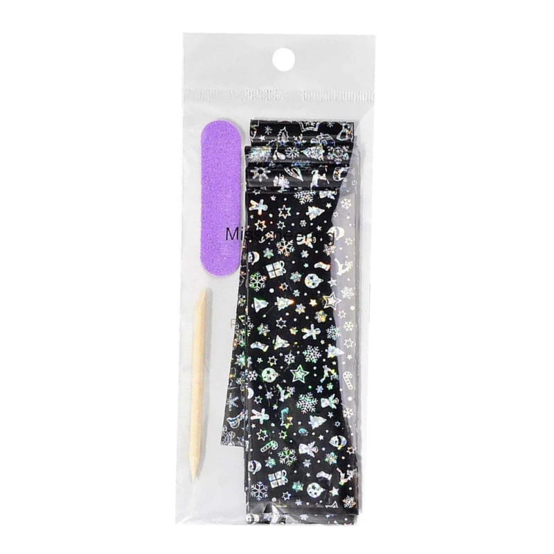 Christmas Image Holographic Nail Foil Snow Flower Star Nails Art DIY Beauty Sticker 3D Adhesive Polish Tips Manicure Tools