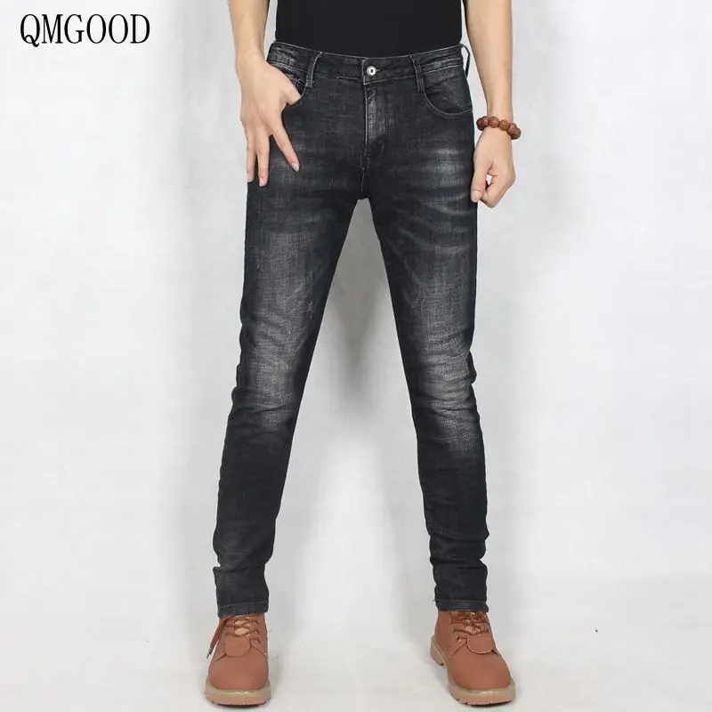 

QMGOOD 2017 New Brand Slim Men's Jeans Hot Sales Fashion Casual Straight Menstrual Male Cowboy Trousers Men's Clothing 30 31 32