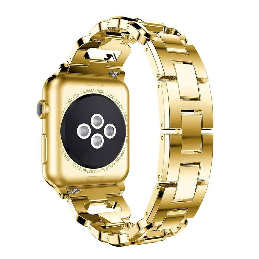 Большой d-шипованный ремешок для часов Apple Watch стальной ремешок сменный ремешок для часов металлический замена ремешок из нержавеющей стали черный